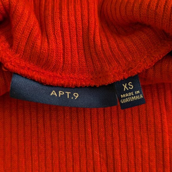 APT 9 WOMEN'S TURTLENECK RED TOP XS Extra Small Long Sleeve Soft Bright Sleeves - Picture 2 of 5
